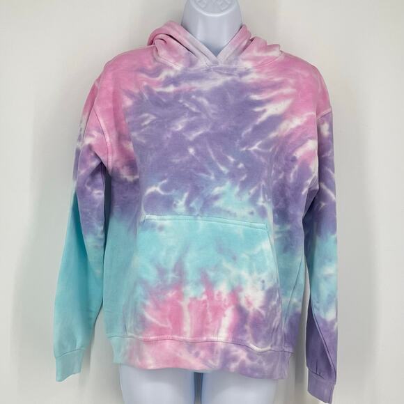 John Lauren Girls Tie Dye Hoodie in Pink/Multi Size Small - Picture 5 of 11